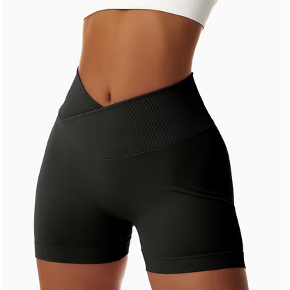 V Waist Seamless Yoga Shorts Black